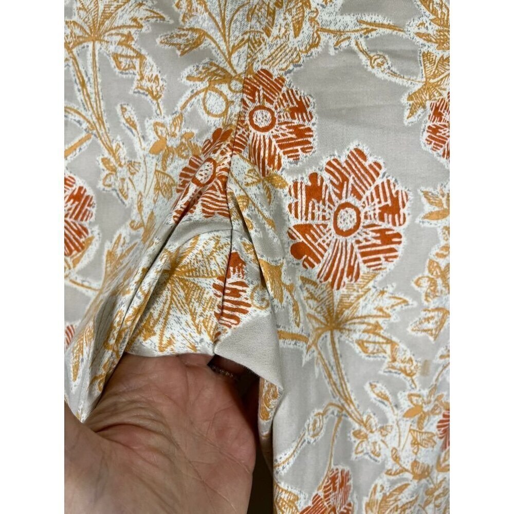 Sigrid Olsen Pant Women 12 Tan Straight Leg Ankle Floral Tropical Retro Western - Picture 7 of 13